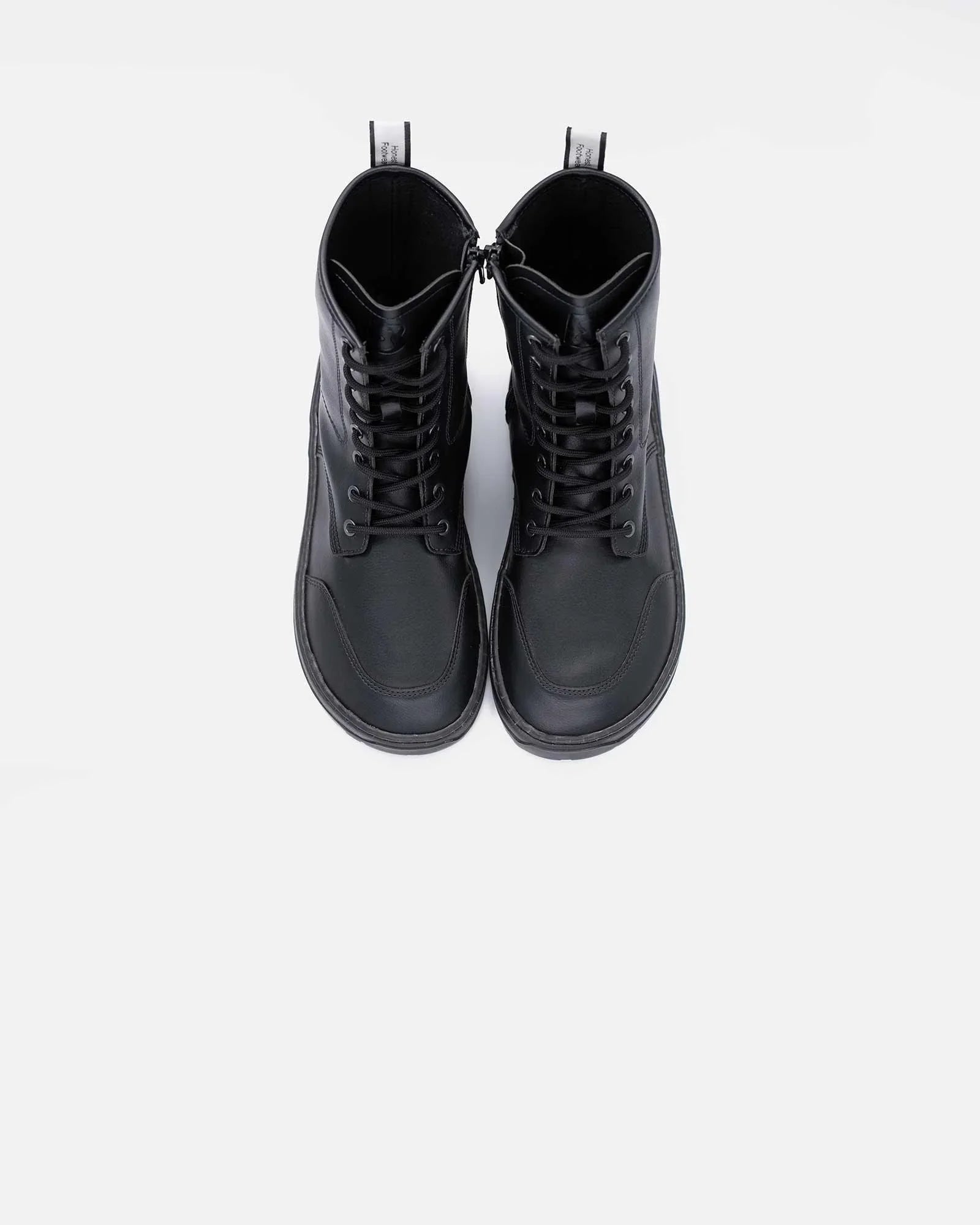 black-combat-boots-omega-front-view-barefoot-beflamboyant - BEFLAMBOYANT