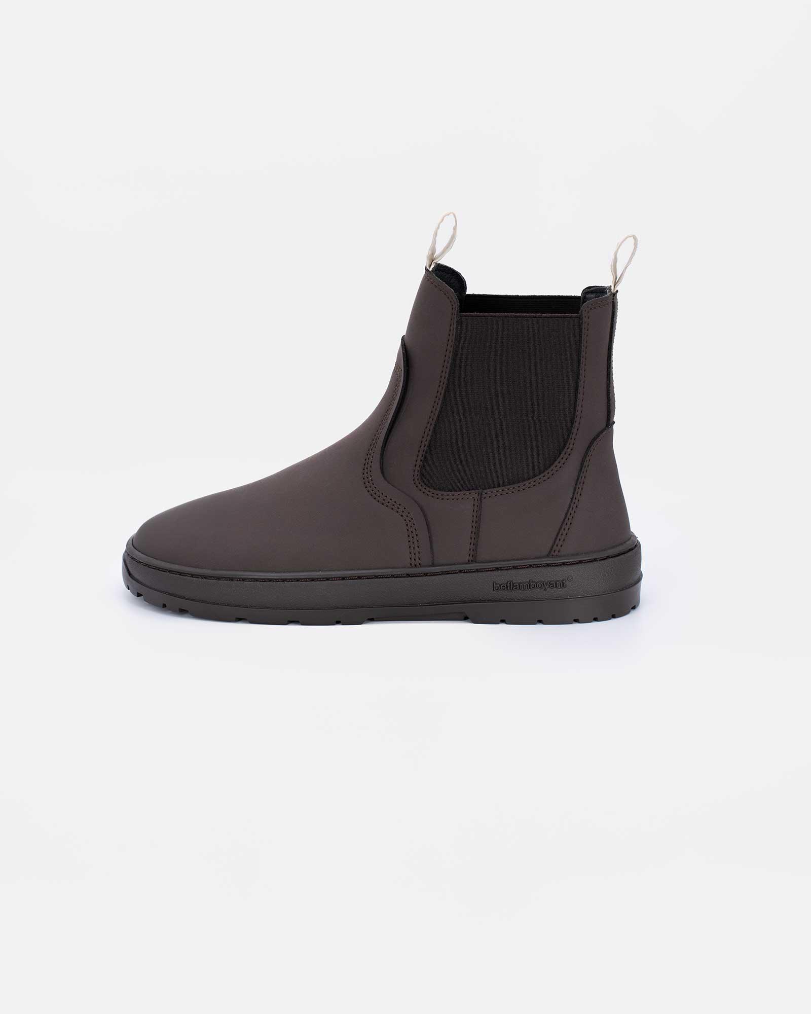 brown-chelsea-boots-senses-side-view-barefoot-beflamboyant - BEFLAMBOYANT