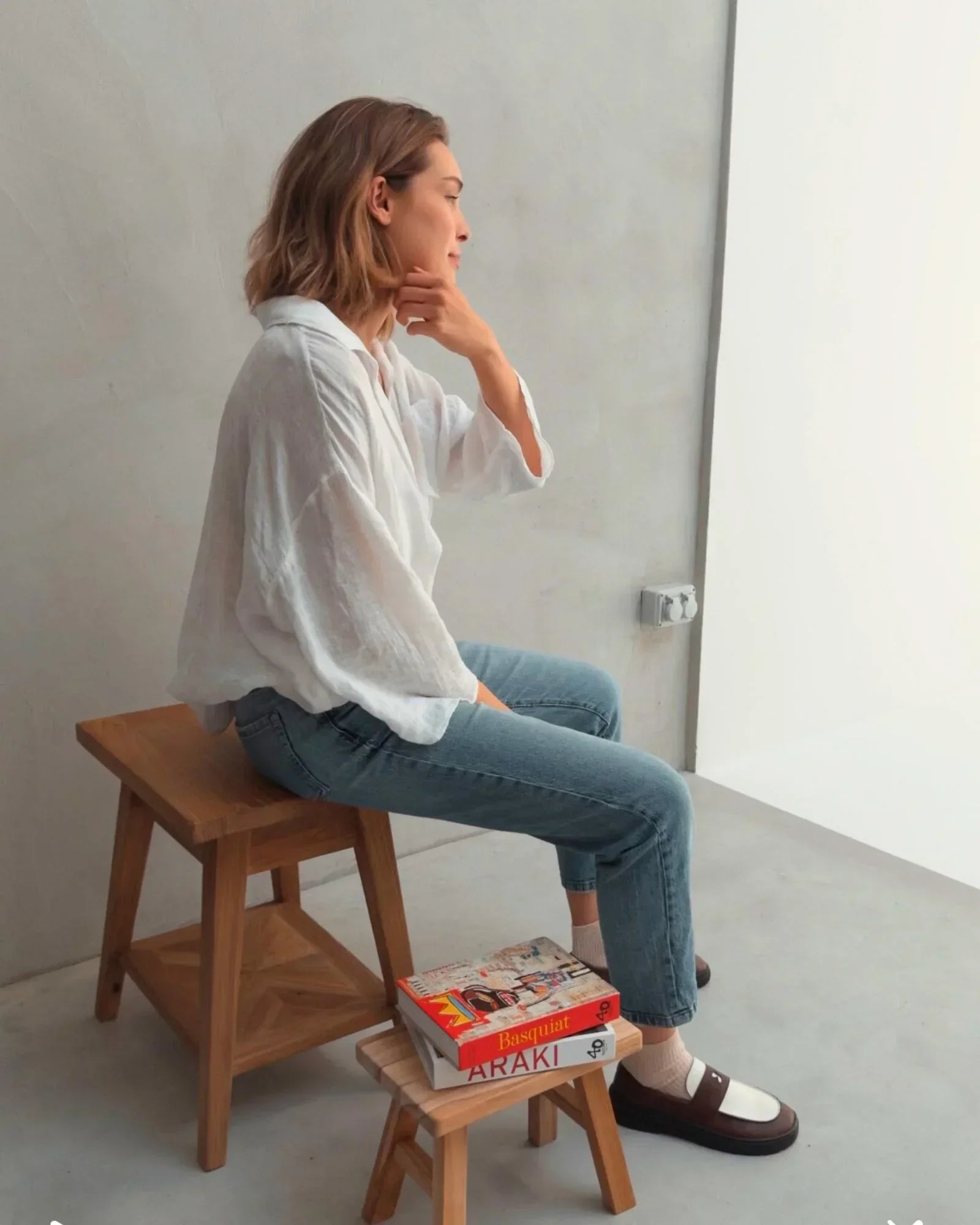 brown-white-loafer-glow-model-view-studio - BEFLAMBOYANT