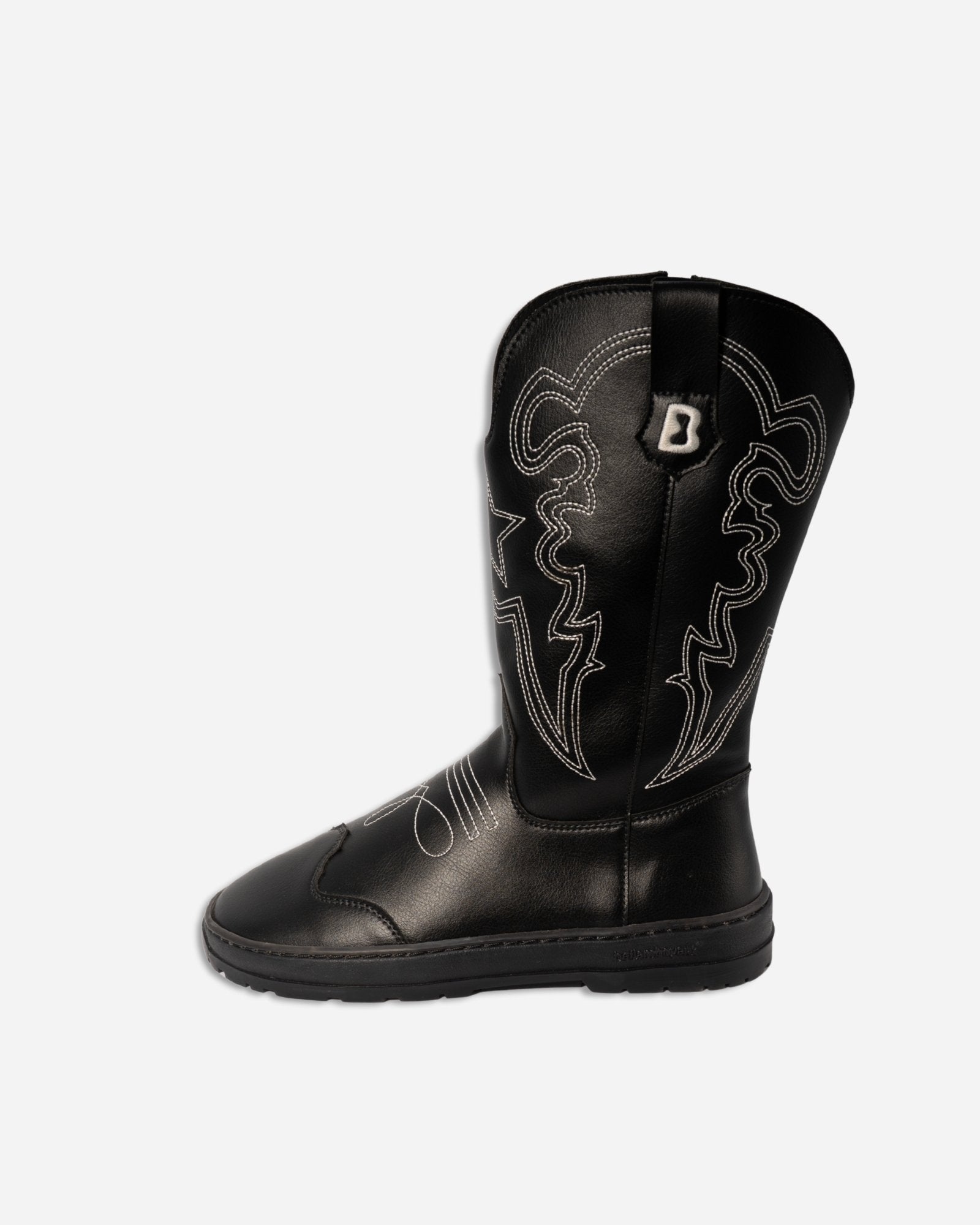 black cowboy boots barefoot beflamboyant side view