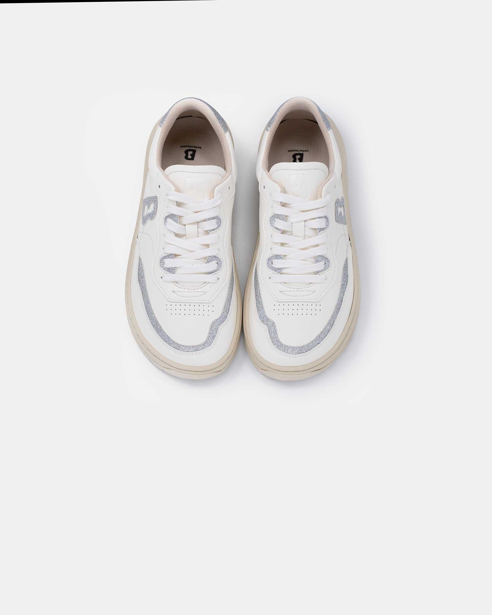 glitter-silver-sneaker-purpose-front-view-barefoot-beflamboyant - BEFLAMBOYANT