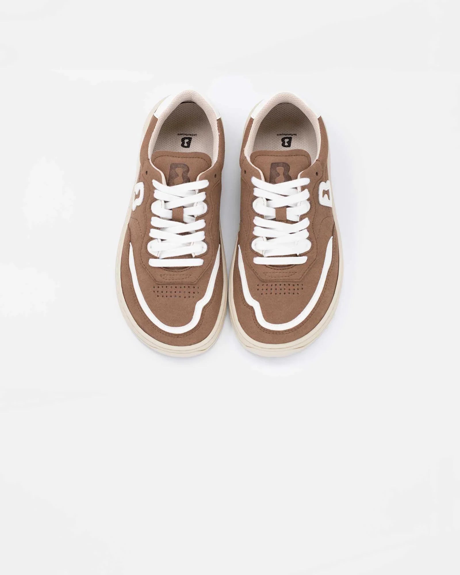 oak-suede-sneaker-purpose-front-view-barefoot-beflamboyant - BEFLAMBOYANT