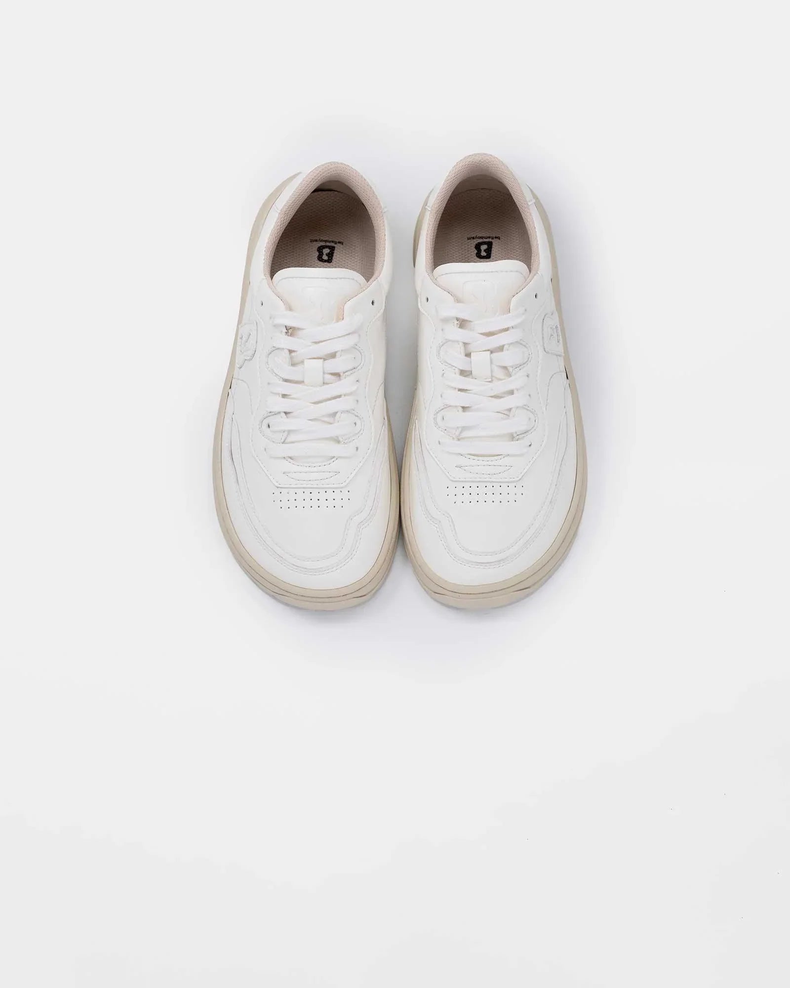off-white-sneaker-purpose-front-view-barefoot-beflamboyant - BEFLAMBOYANT