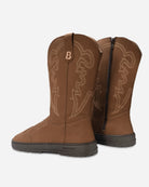 oak cowboy boots barefoot beflamboyant rear view